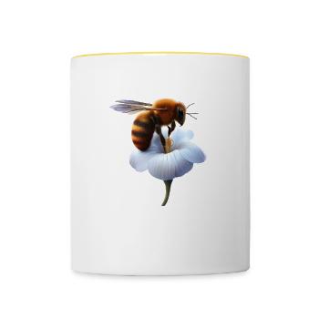Bee on flower - Contrasting Mug - white/yellow - Front
