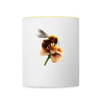 Bee on flower - Contrasting Mug - white/yellow - Front
