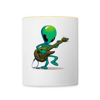 Guitariste extraterrestre - Mug contrasté - blanc/jaune - Devant