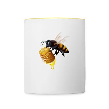 Biene mit Honigwabe - Tasse zweifarbig - Weiß/Gelb - Vorne