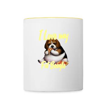 J’aime mon gros beagle - Mug contrasté - blanc/jaune - Devant