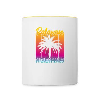 Palawan Philippines Coucher de soleil - Mug contrasté - blanc/jaune - Devant