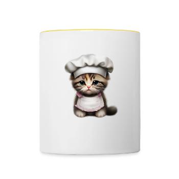 Chef Chat - Mug contrasté - blanc/jaune - Devant