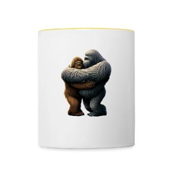 Yeti embrasse Bigfoot - Mug contrasté - blanc/jaune - Devant