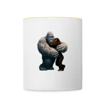 Yeti embrasse Bigfoot - Mug contrasté - blanc/jaune - Devant