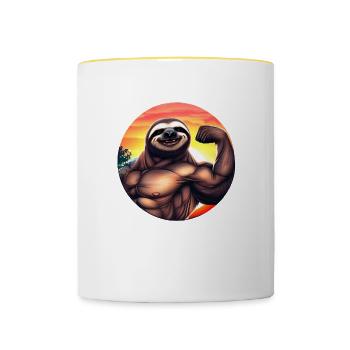 Muscular sloth in sunset - Contrasting Mug - white/yellow - Front