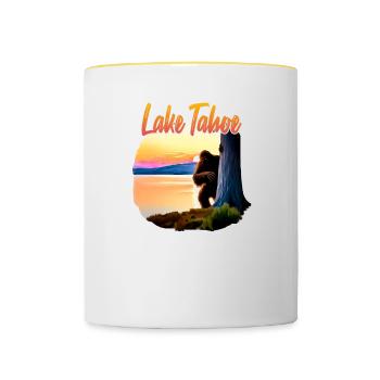Lac Tahoe Bigfoot - Mug contrasté - blanc/jaune - Devant