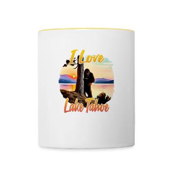 J’adore le lac Tahoe - Mug contrasté - blanc/jaune - Devant