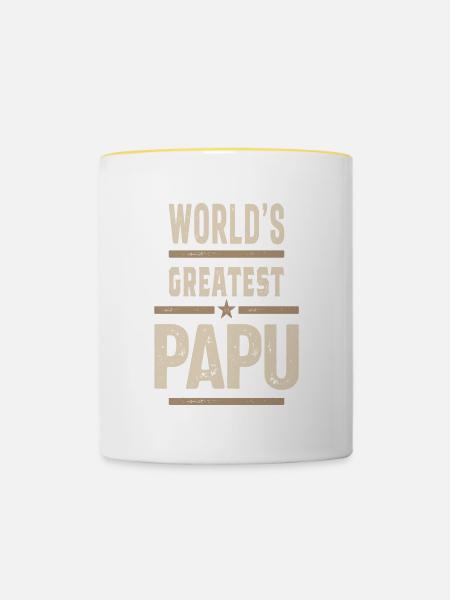 Größter Papu - Tasse zweifarbig - Weiß/Gelb