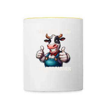 Bauer Kuh - Tasse zweifarbig - Weiß/Gelb - Vorne