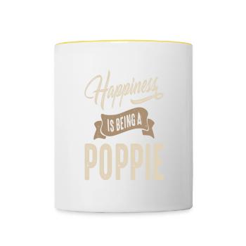 Coquelicot du bonheur - Mug contrasté - blanc/jaune - Devant