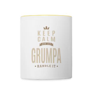Restez calme Grumpa - Mug contrasté - blanc/jaune - Devant