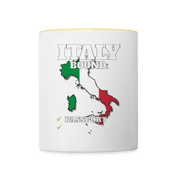 Italy Bound Country Travel Italian Flag Vacation - Contrasting Mug - white/yellow - Front