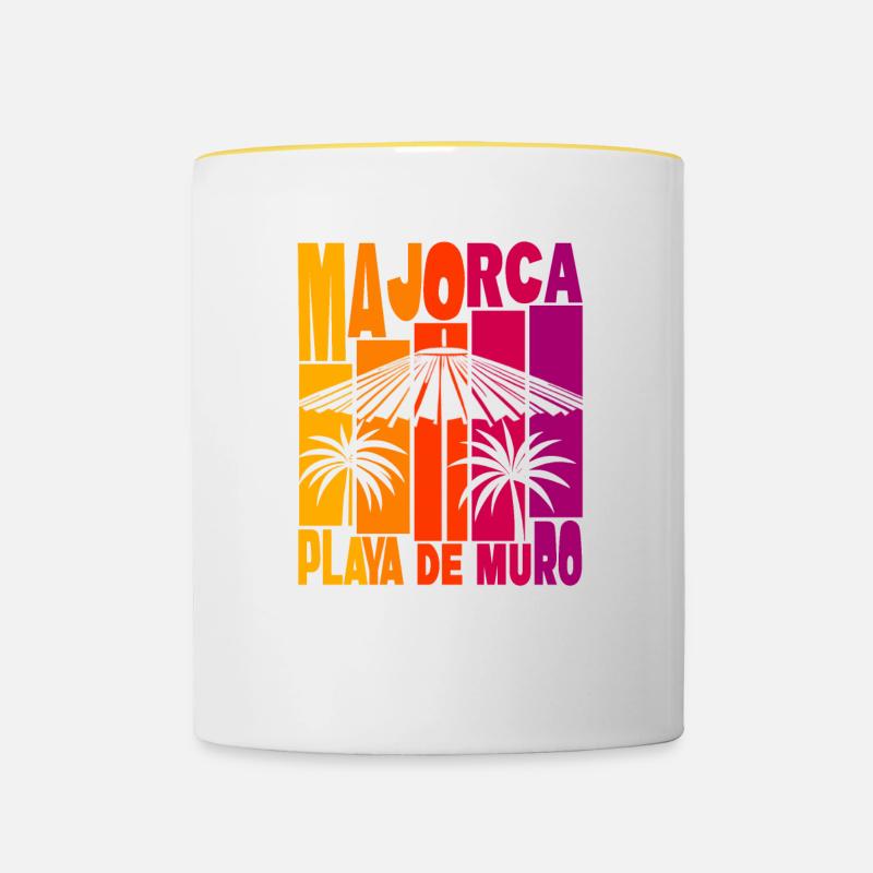 Majorque Playa de Muro - Mug contrasté - blanc/jaune