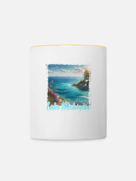 Lake Michigan - Tasse zweifarbig - Weiß/Gelb