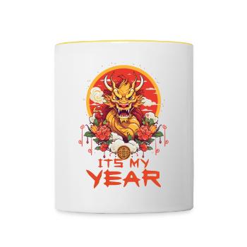 Year Of The Dragon Happy Chinese New Year 2024 - Contrasting Mug - white/yellow - Front