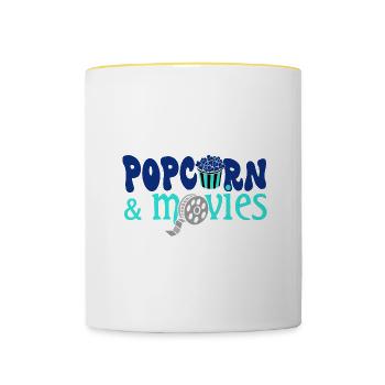 Popcorn essen Filme schauen Mais - Tasse zweifarbig - Weiß/Gelb - Vorne
