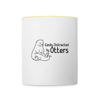 Ironisches Sprichwort Flusstier Seeotter Süße - Tasse zweifarbig - Weiß/Gelb - Vorne