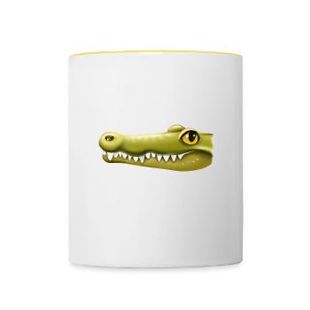 Tête de crocodile magnifiquement dessinée - Mug contrasté - blanc/jaune - Devant