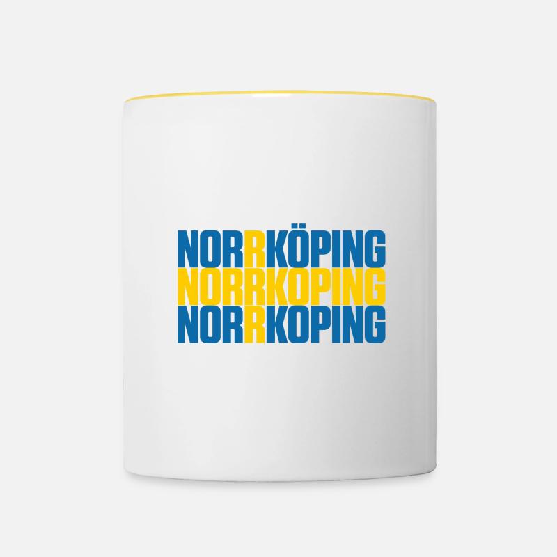 Norrköping Sweden Flag - Contrasting Mug - white/yellow