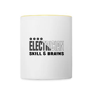 Compétences d'électricien Circuits de tension - Mug contrasté - blanc/jaune - Devant