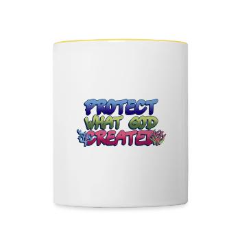 Protect Gods Creation Bible Faith Coral Reefs - Contrasting Mug - white/yellow - Front
