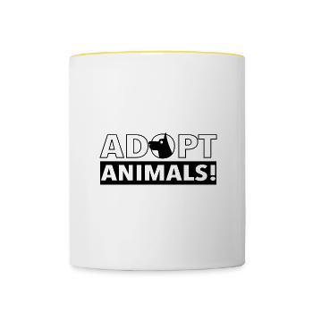 Adoptiere Tiere lustig sagen Animal Rescue Katzen - Tasse zweifarbig - Weiß/Gelb - Vorne
