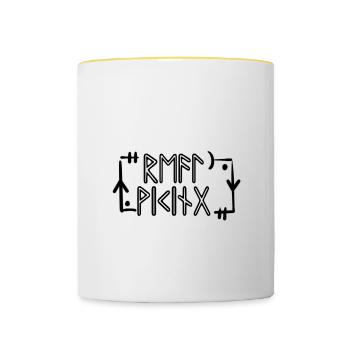 Viking Design Véritable police de rune Viking - Mug contrasté - blanc/jaune - Devant