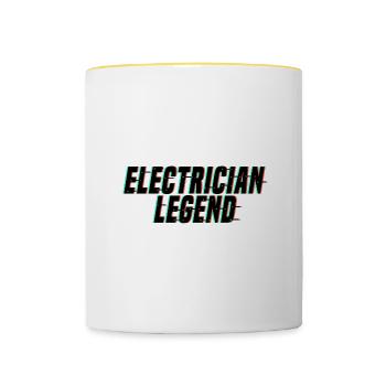 Légende de l'électricien Ironique Dicton Craftsman - Mug contrasté - blanc/jaune - Devant