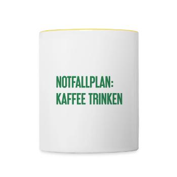 Kaffee-Notfallplan - Tasse zweifarbig - Weiß/Gelb - Vorne