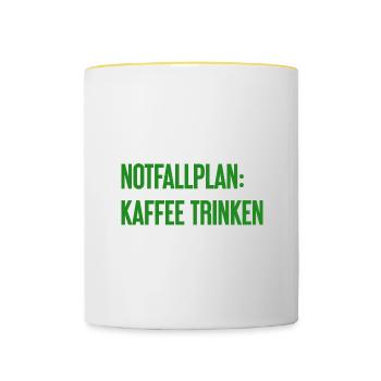 Kaffee-Notfallplan - Tasse zweifarbig - Weiß/Gelb - Vorne