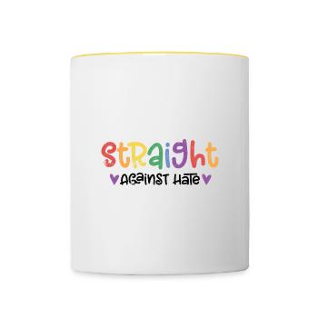 STOLZ GEGEN HASS STOLZER LGBT HASSEN SPRUCH MOTIV - Tasse zweifarbig - Weiß/Gelb - Vorne