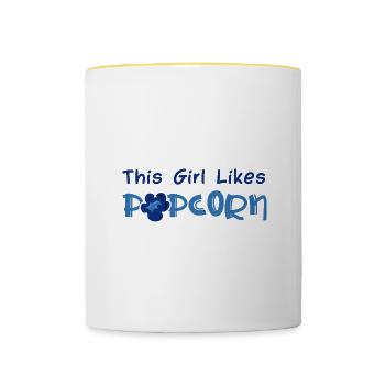 Fille aime le pop-corn et les films mangeant du - Mug contrasté - blanc/jaune - Devant
