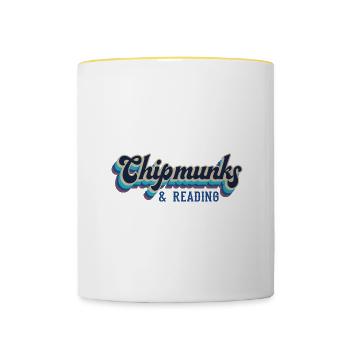 Chipmunks Reading Books Literature Squirrel - Contrasting Mug - white/yellow - Front