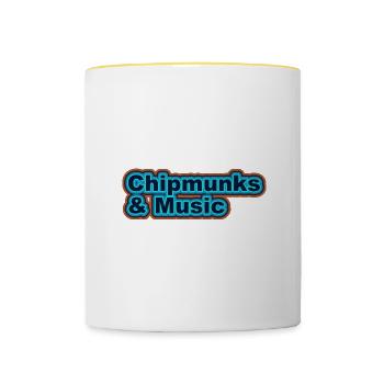 Forest Animal Music Notes Squirrel Chipmunk - Contrasting Mug - white/yellow - Front