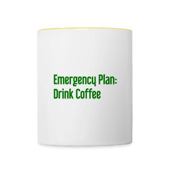 Kaffee-Notfallplan - Tasse zweifarbig - Weiß/Gelb - Vorne