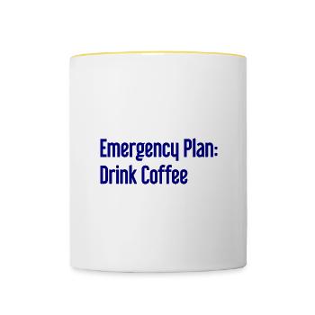 Kaffee-Notfallplan - Tasse zweifarbig - Weiß/Gelb - Vorne