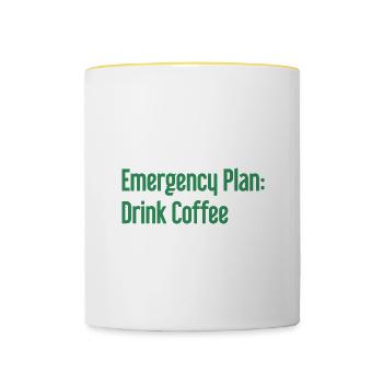 Kaffee-Notfallplan - Tasse zweifarbig - Weiß/Gelb - Vorne
