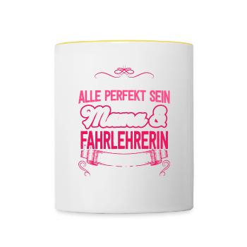 FAHRLEHRERIN - Mama - Tasse zweifarbig - Weiß/Gelb - Vorne