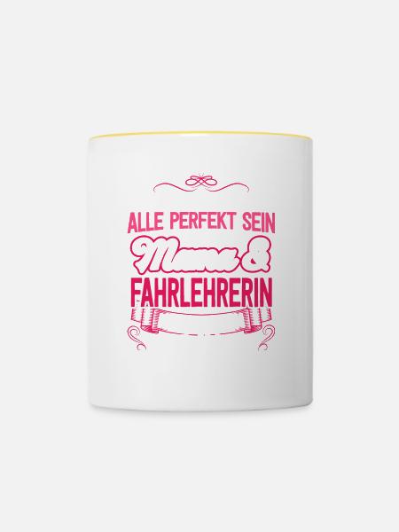 FAHRLEHRERIN - Mama - Tasse zweifarbig - Weiß/Gelb