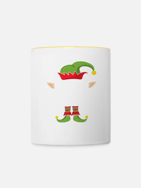 Mom Elf Christmas Present Mère Noël - Mug contrasté - blanc/jaune