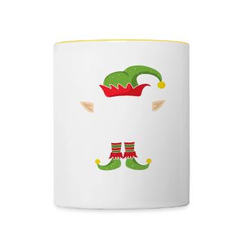 Dad Elf Christmas Gift Father Christmas - Contrasting Mug - white/yellow - Front