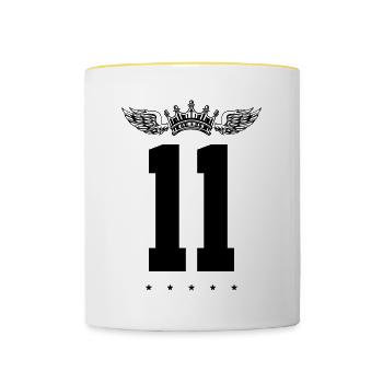 11 Number crown - Contrasting Mug - white/yellow - Front