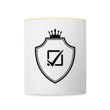 Häkchen Wählen Wappen - Tasse zweifarbig - Weiß/Gelb - Vorne