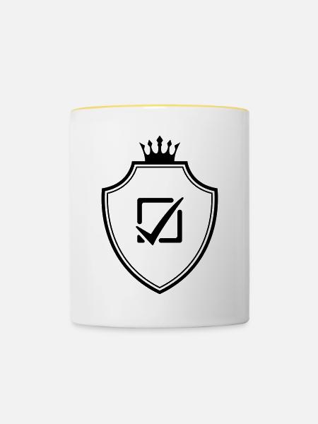 Häkchen Wählen Wappen - Tasse zweifarbig - Weiß/Gelb