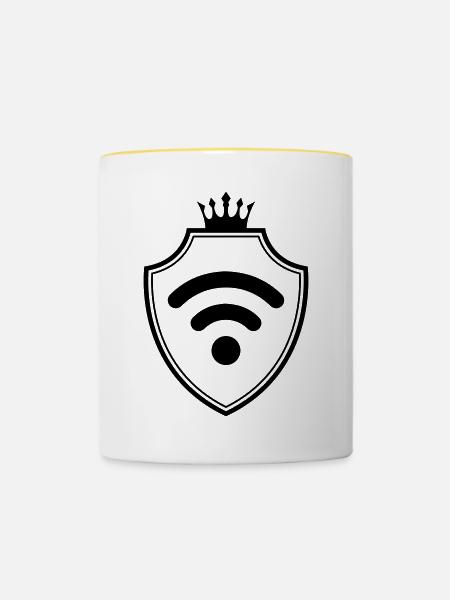 Wlan Internet Wappen - Tasse zweifarbig - Weiß/Gelb