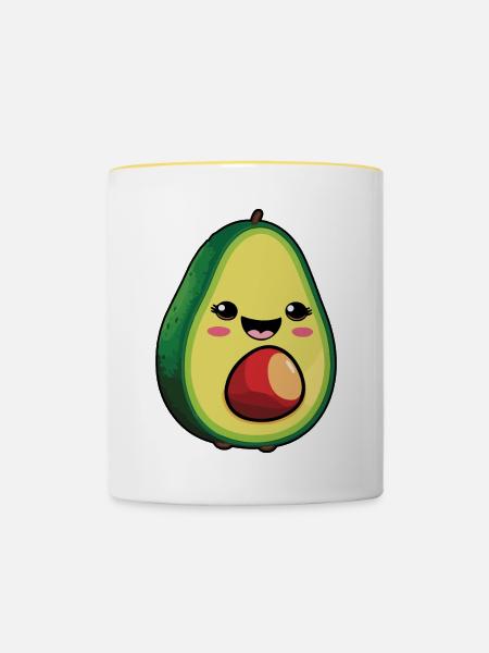 Avokado Comic - Tasse zweifarbig - Weiß/Gelb
