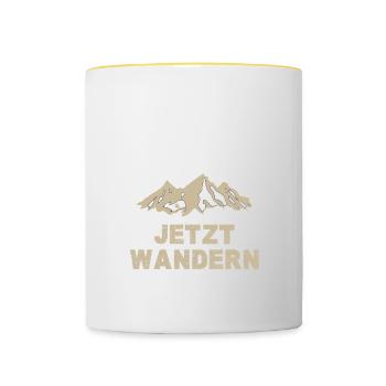 I'm going hiking now - Contrasting Mug - white/yellow - Front