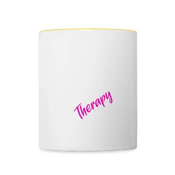 Pole Dance Sprüche - My Therapy - Tasse zweifarbig - Weiß/Gelb - Vorne