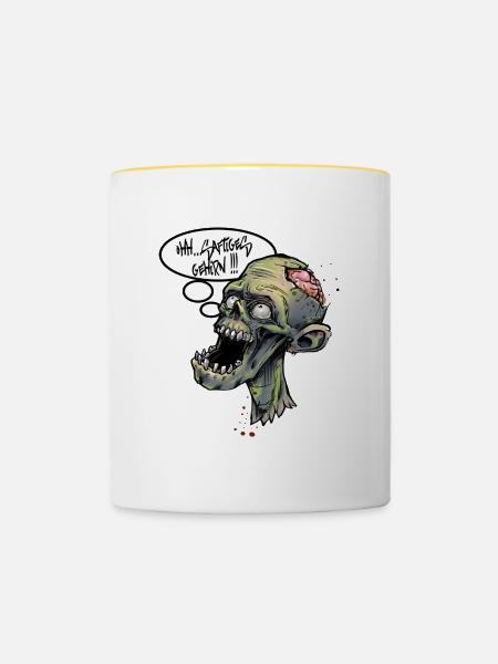 zombie saftiges gehrin - Tasse zweifarbig - Weiß/Gelb